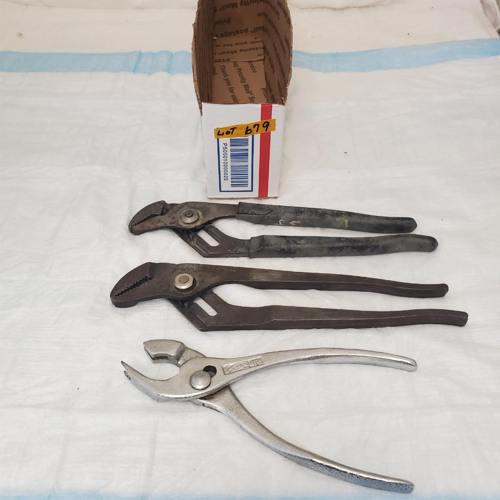 Lot of 3 Groove Slip Joint Pliers & Camlok 4P3 Pliers LOT-679