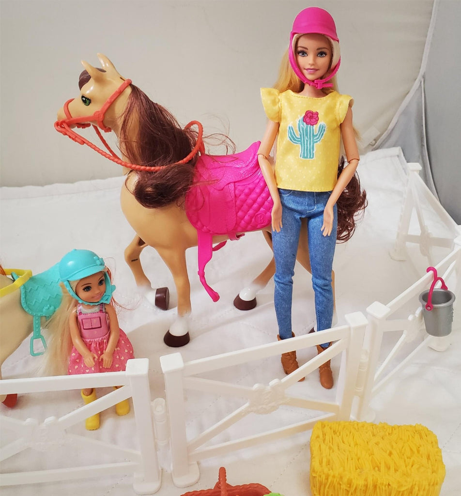 Mattel Barbie Hugs 'n Horses Barbie and Chelsea Blonde Playset #2 Tub