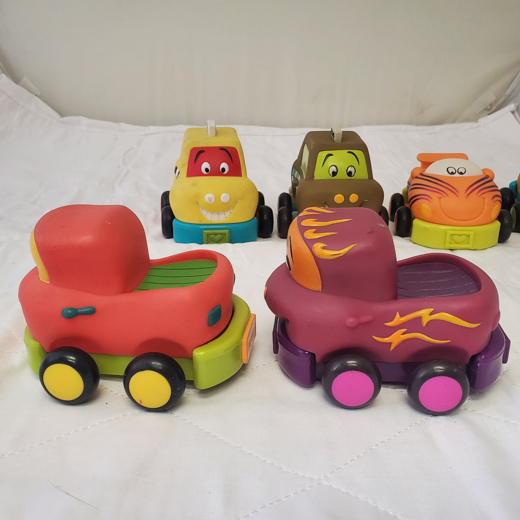 Lot of Assorted My B Toys Baby Toddler Plastic Toys Car, Taxi, And Truck