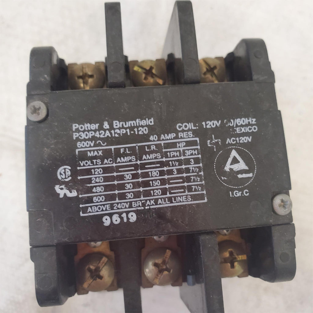 Potter Brumfield P30P42A12P1-120 Industrial Relays CONTACTOR 120VAC 30A