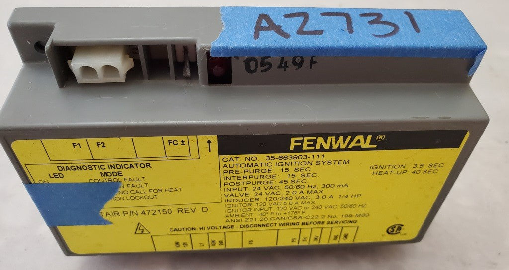 Vintage FENWAL 35-663903-111 Ignition Control Module 24 VAC