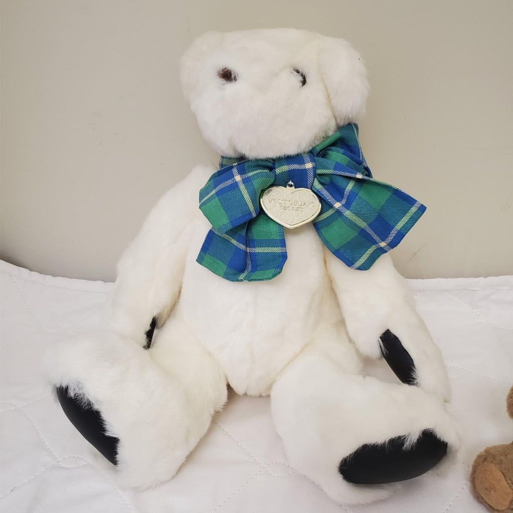 Set of 3 Vintage Plush Stuffed White Brown Bears & Dog Toys