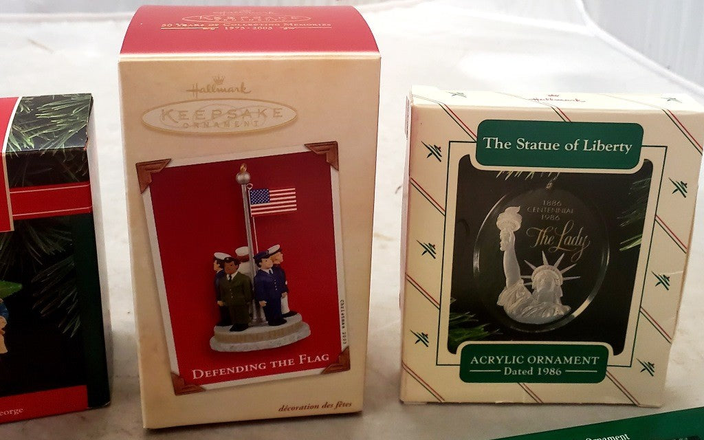 8 Hallmark Keepsake Defending the Flag Honest George, Prospector & More Ornament
