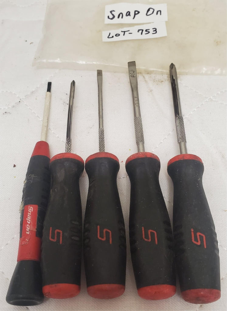 Lot of 5 Mixed Snap On Soft Grip Handle Screwdriver Set LOT-753