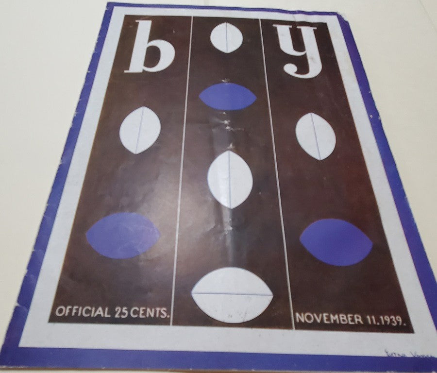 FOOTBALL Brown vs. Yale GAME Official Program November, 11 1939