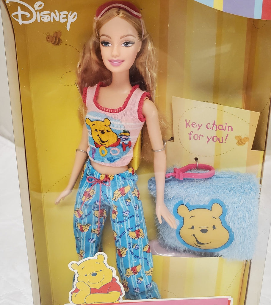 1990s Barbie Winnie the Pooh Pajama Party Doll Disney Blue PJs Keychain Gift