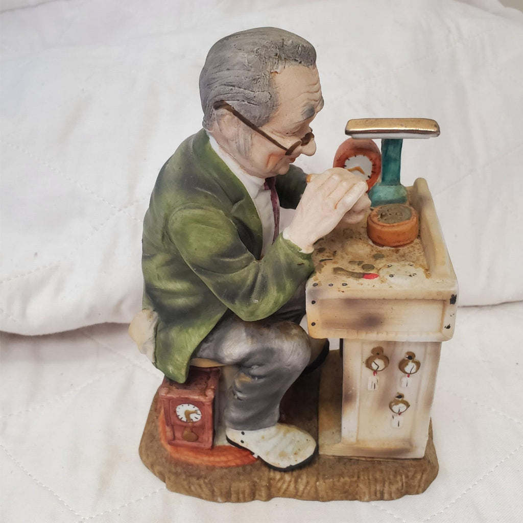LEFTON 6647 Porcelain Bisque Watchmaker Horologist Figurine