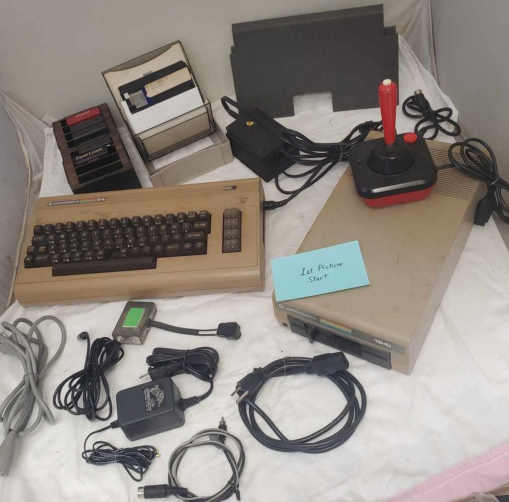 Vintage Commodore 64 Computer System w/ 1541 Disk Drive, Joystick, Floppy Disks