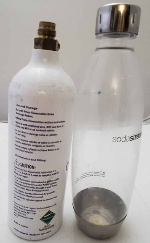 SodaStream 1 Pack Water Bottle & Primo Sparkler Beverage Grade Carbon Tank EMPTY