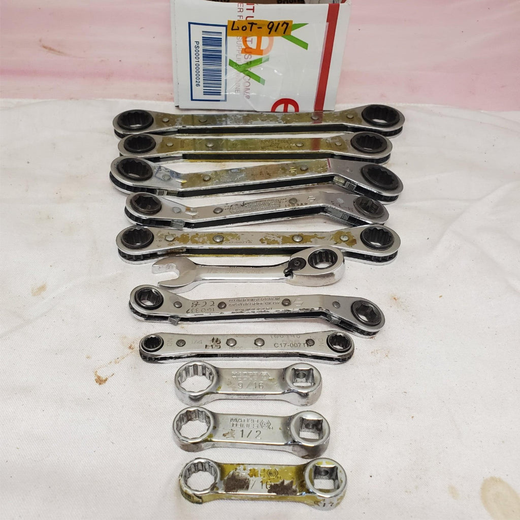 Lot of 11 Assorted Ratcheting Box End Wrench Set LOT-917