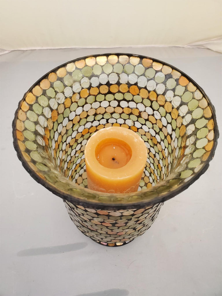 Hurricane Glass Vases Mirrored Mosaic Multicolor Candle Holder