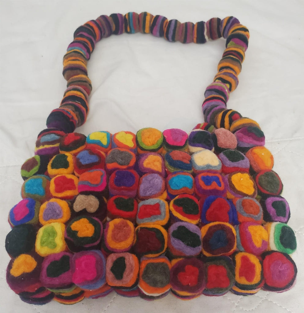 Vintage Felt Clutch Cherry Made in Nepal Handbag