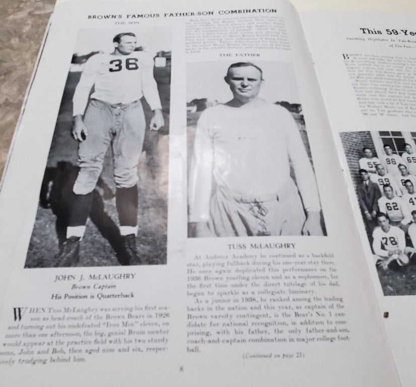 FOOTBALL Brown vs. Yale GAME Official Program November, 11 1939