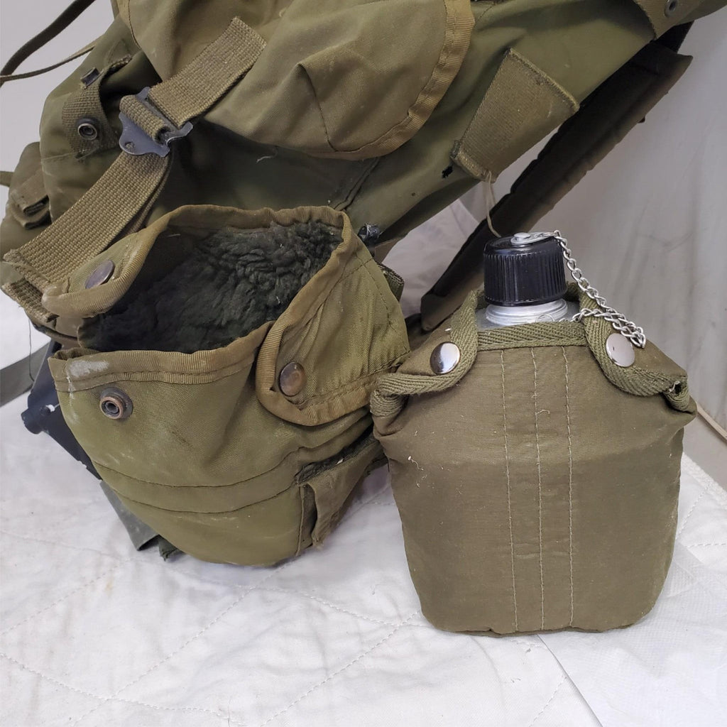US Military Field Back Pack, Fleece Lined Canteen Canvas Pouch & Shooting Gloves