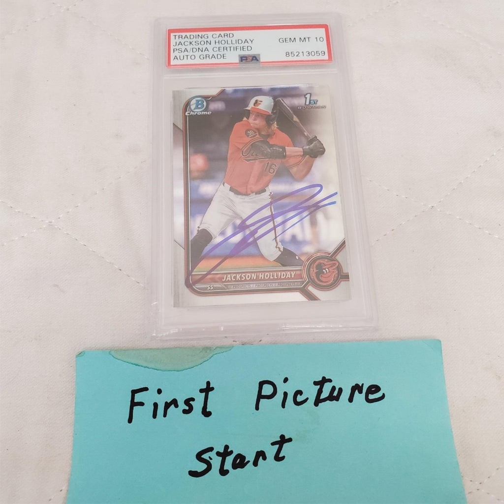 Jackson Holliday Signed 2022 Auto PSA/DNA Certified Bowman Chrome Card 10 Mint