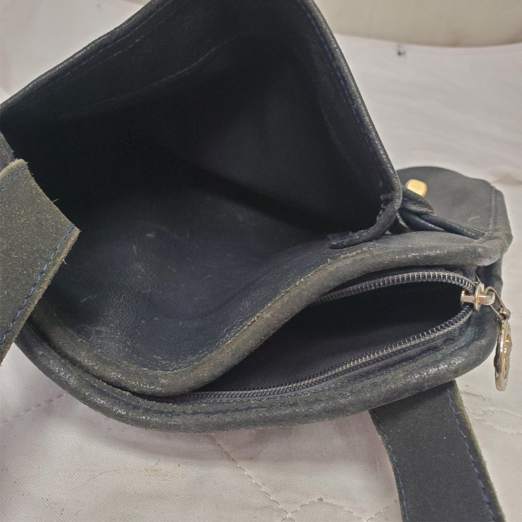 Longchamp Paris Black Leather Shoulder Bag