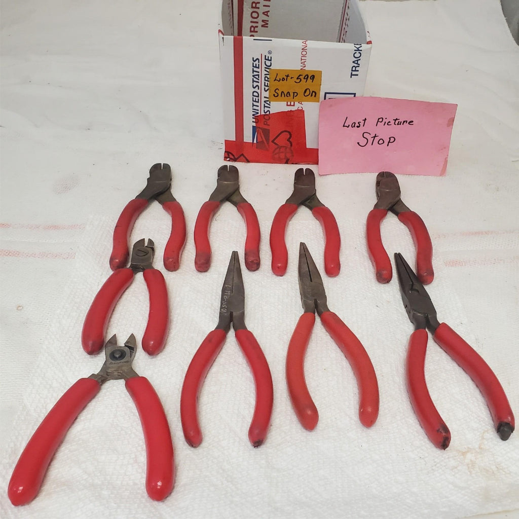 Lot of 9 Snap-on Assorted Pliers Set Tool for Gripping Cutting & Bending LOT-599