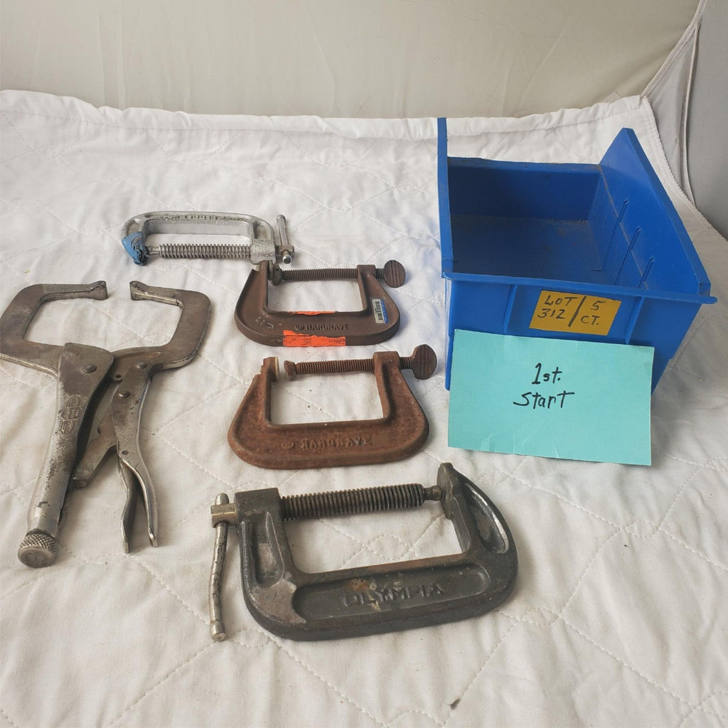 Lot of 5 Vintage C Type Iron Clamps LOT 312
