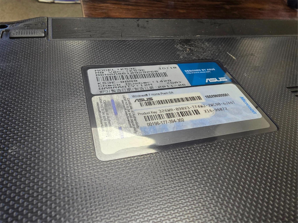 Asus Notebook K53E Series Intel Core i5-2410M 2.30GHz 4GB RAM Laptop