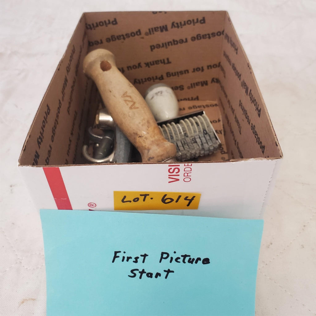 Lot of Pistol Grip Air Gun, Nylon Sealant Roller & Vintage Numbering Stamp 