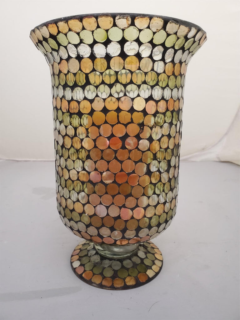 Hurricane Glass Vases Mirrored Mosaic Multicolor Candle Holder