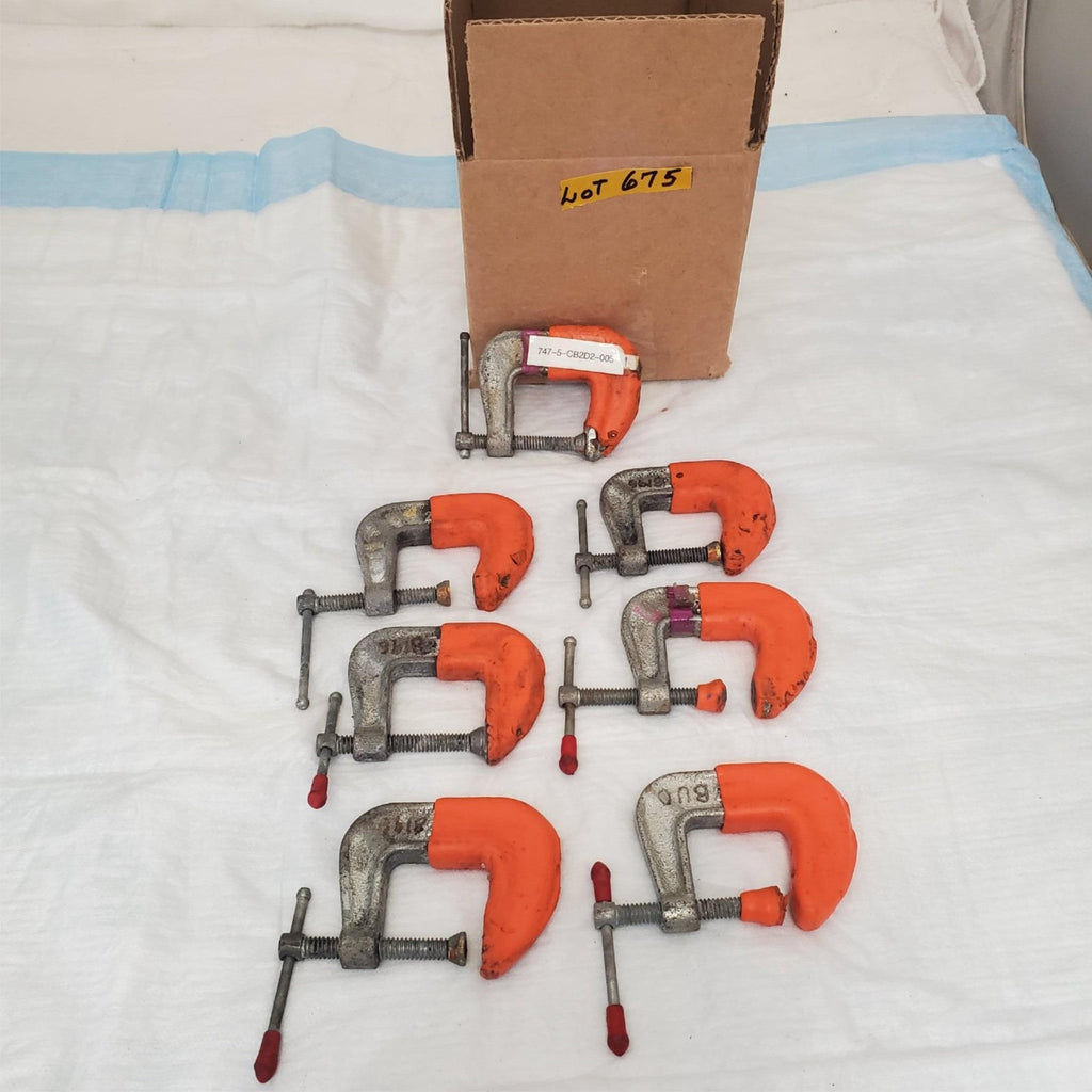 Lot of 7 Iron Frame Adjustable C-Clamp LOT-675