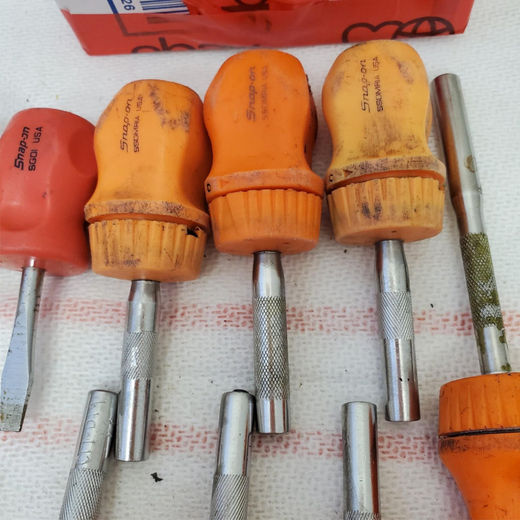 Lot of 13 Snap on Stubby Screwdriver & Ratcheting Screwdriver LOT-1044