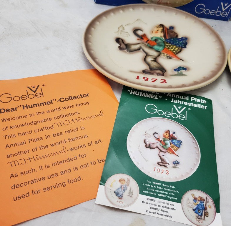 Two Original M.J. Hummel Annual Plate 1974 In Bas Relief Western Germany