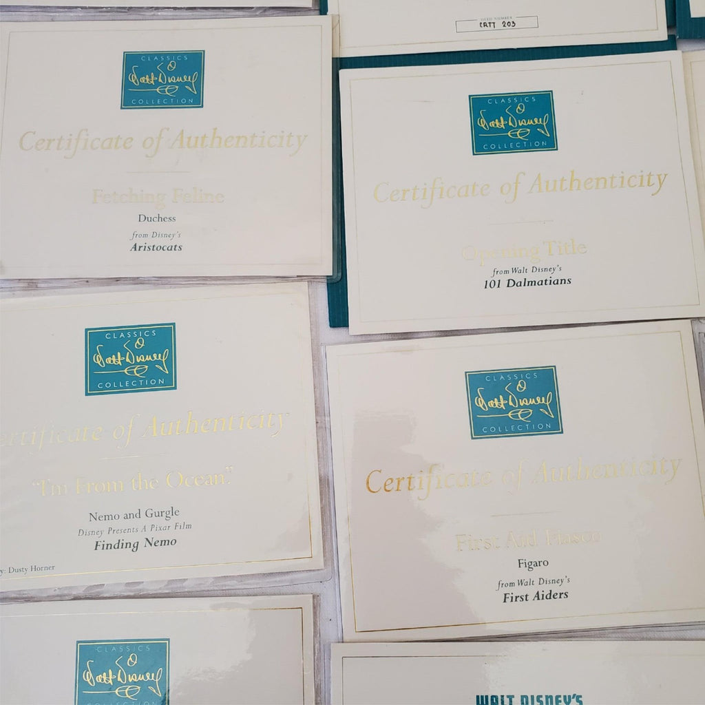 Large Lot of Walt Disney Collection Certificate of Authenticity COA Paperwork