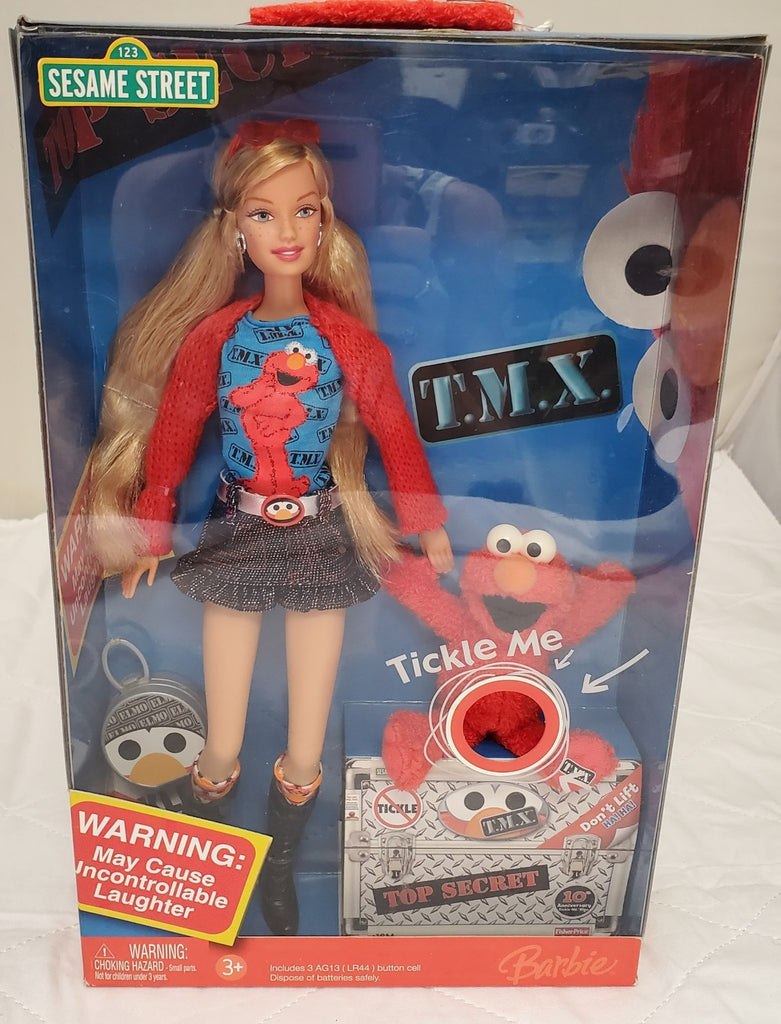 Sesame Street Barbie with Elmo TMX Laughing Doll & Tickle Me Toy Gift