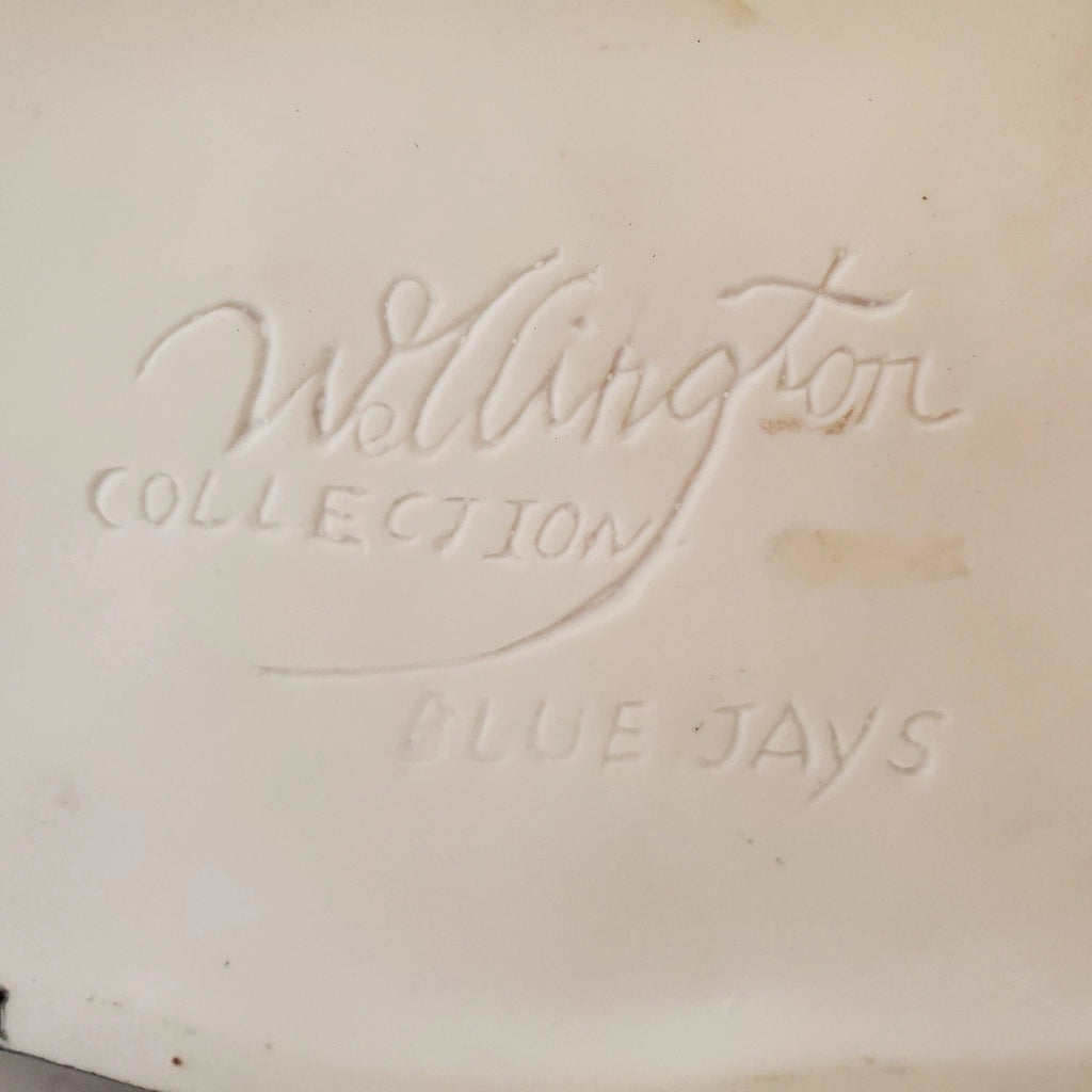 Wellington Collection Porcelain Bisque Pair of Blue Jays Figurine 7" X 8"