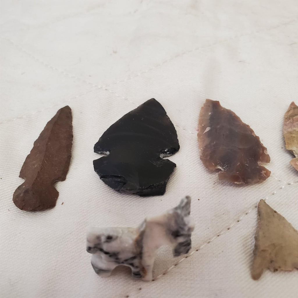 Lot of Arrowhead Carved Animal Pottery Stone Pieces