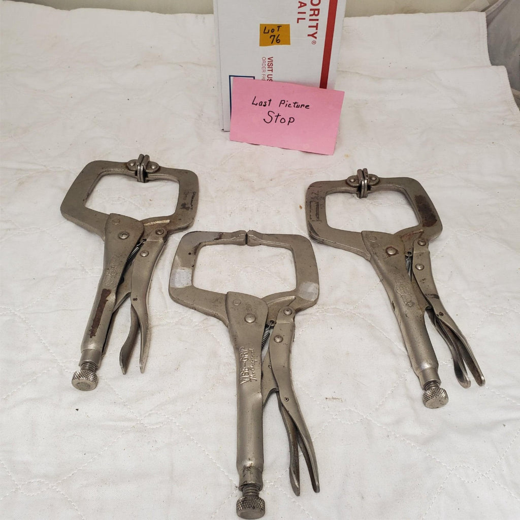 Lot of 3 Assorted Vice Grips Locking C-Clamp Tool LOT-76