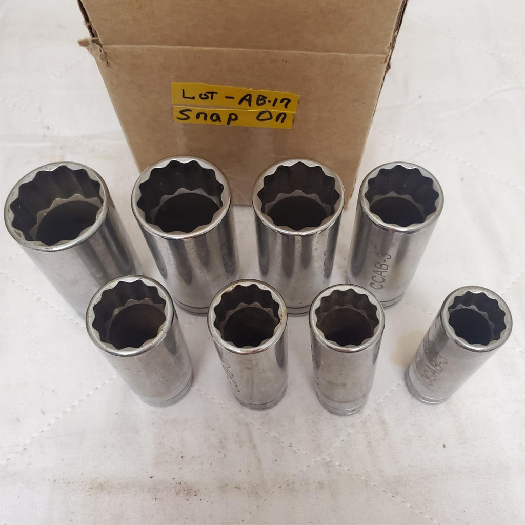 Lot of 8 Snap-on Deep  Chrome Socket Set CCAB3 LOT-AB-17