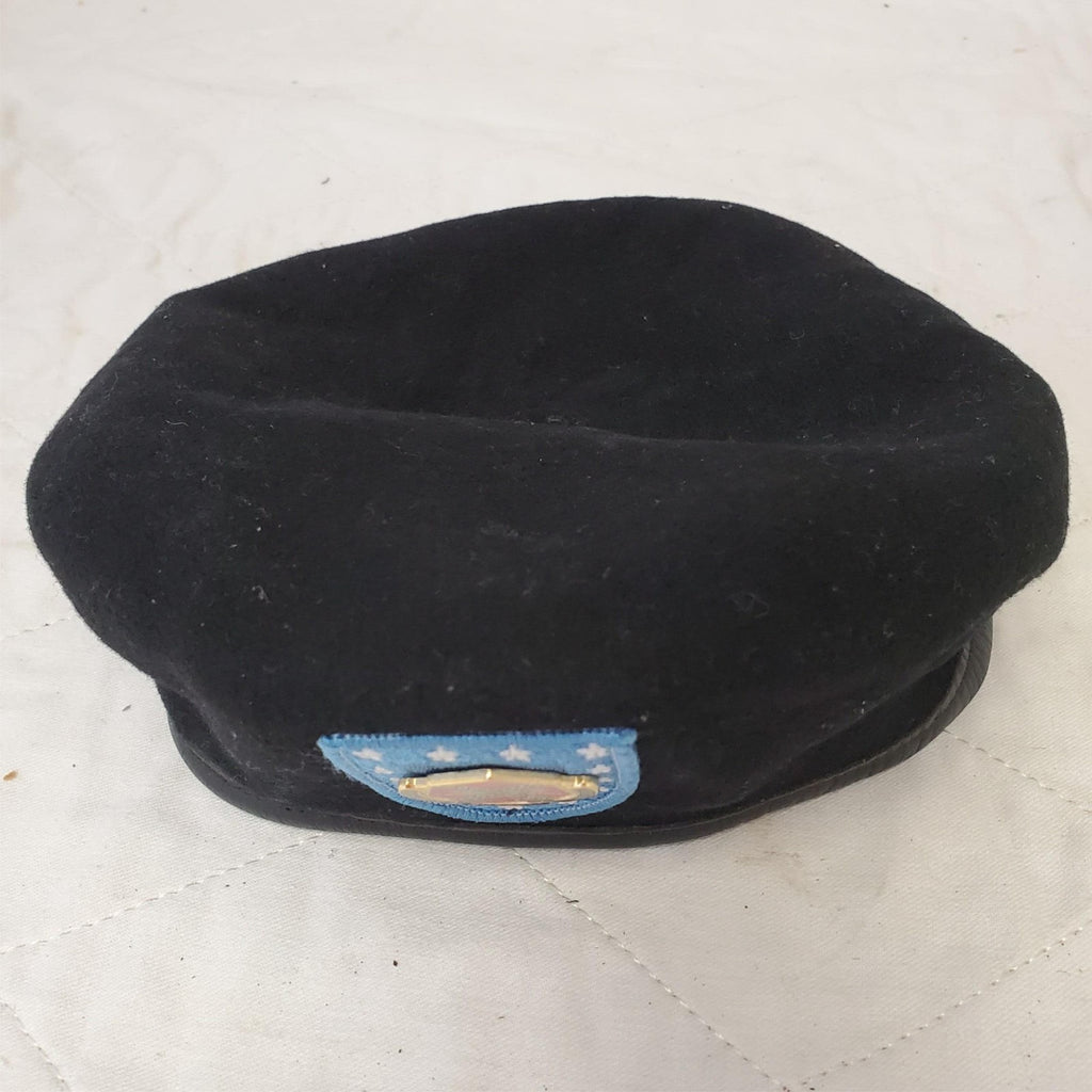 DSCP Garrison Collection Black Wool Beret Hat Cap w/ Serve the Warrior Pin
