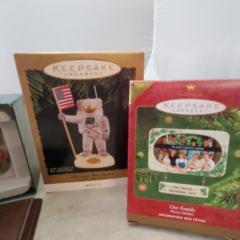 Hallmark CHRISTMAS TRAIN Limited Edition and OUR FAMILY Photo Holder Ornament