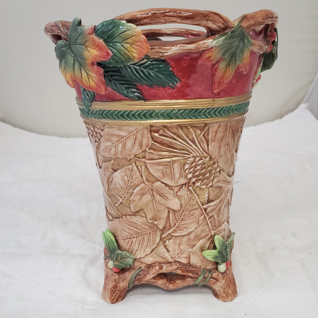 10" Fitz & Floyd Classic Vase Christmas Lodge Footed Centerpiece