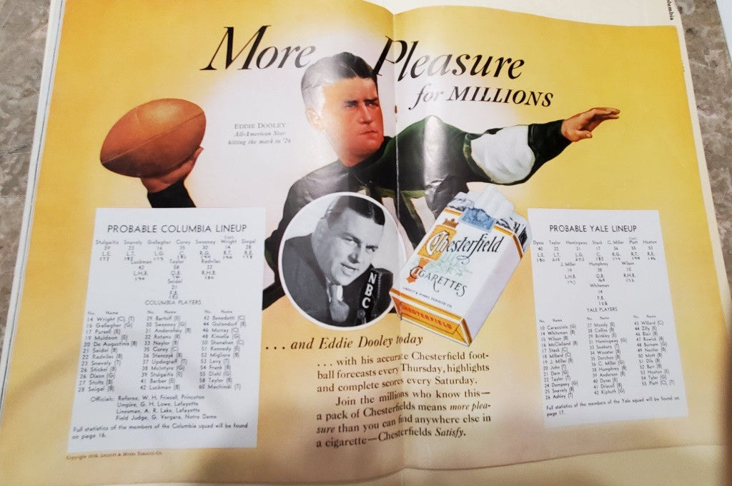 FOOTBALL Columbia vs. Yale GAME Official Program October, 1 1938