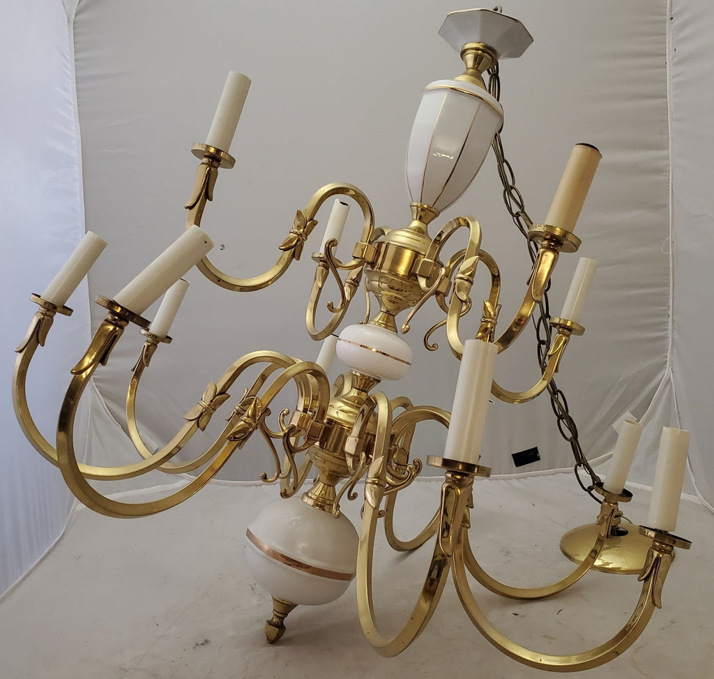 Vintage Incandescent Fixture Brass Candle Chandelier Hanging Lamp