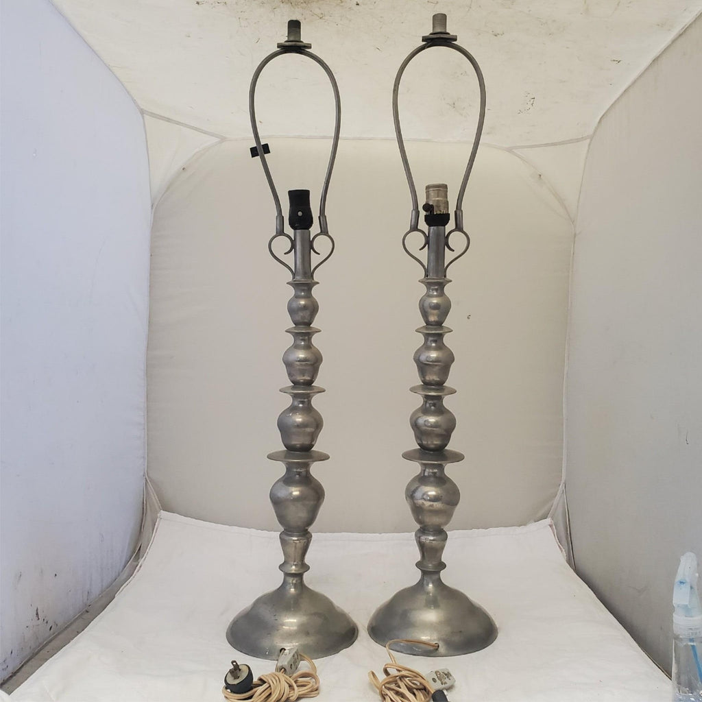 Lot of 2 Vintage Wisna Silver Sculptural Table Lamps S