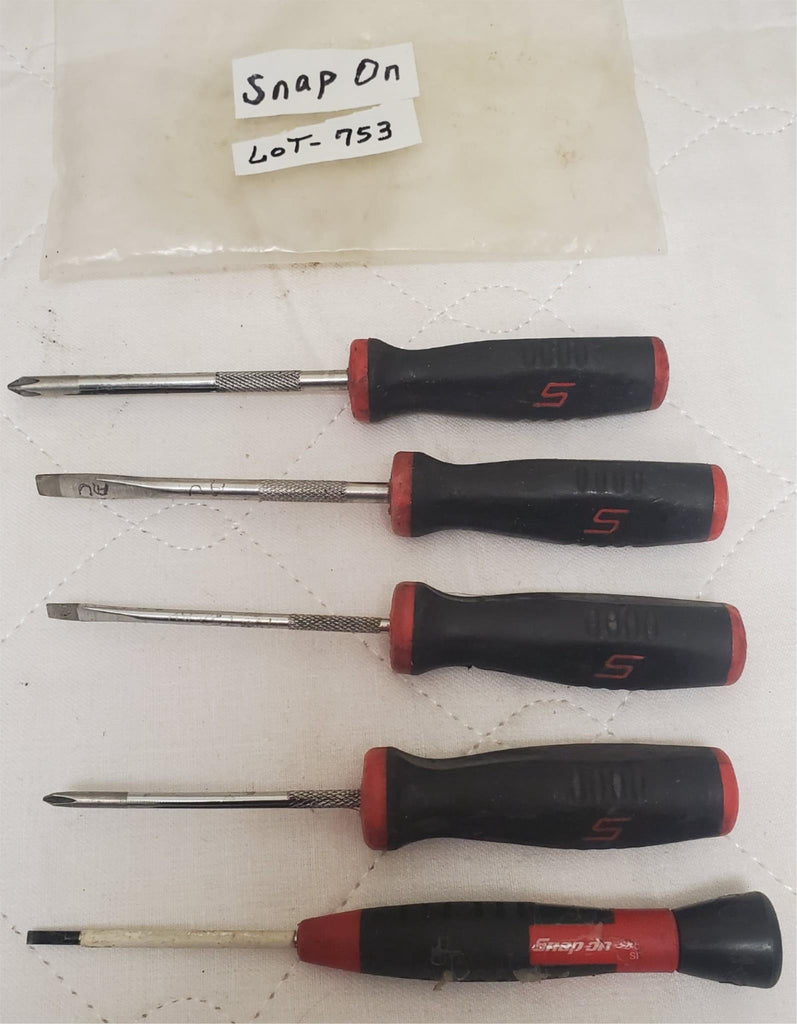 Lot of 5 Mixed Snap On Soft Grip Handle Screwdriver Set LOT-753