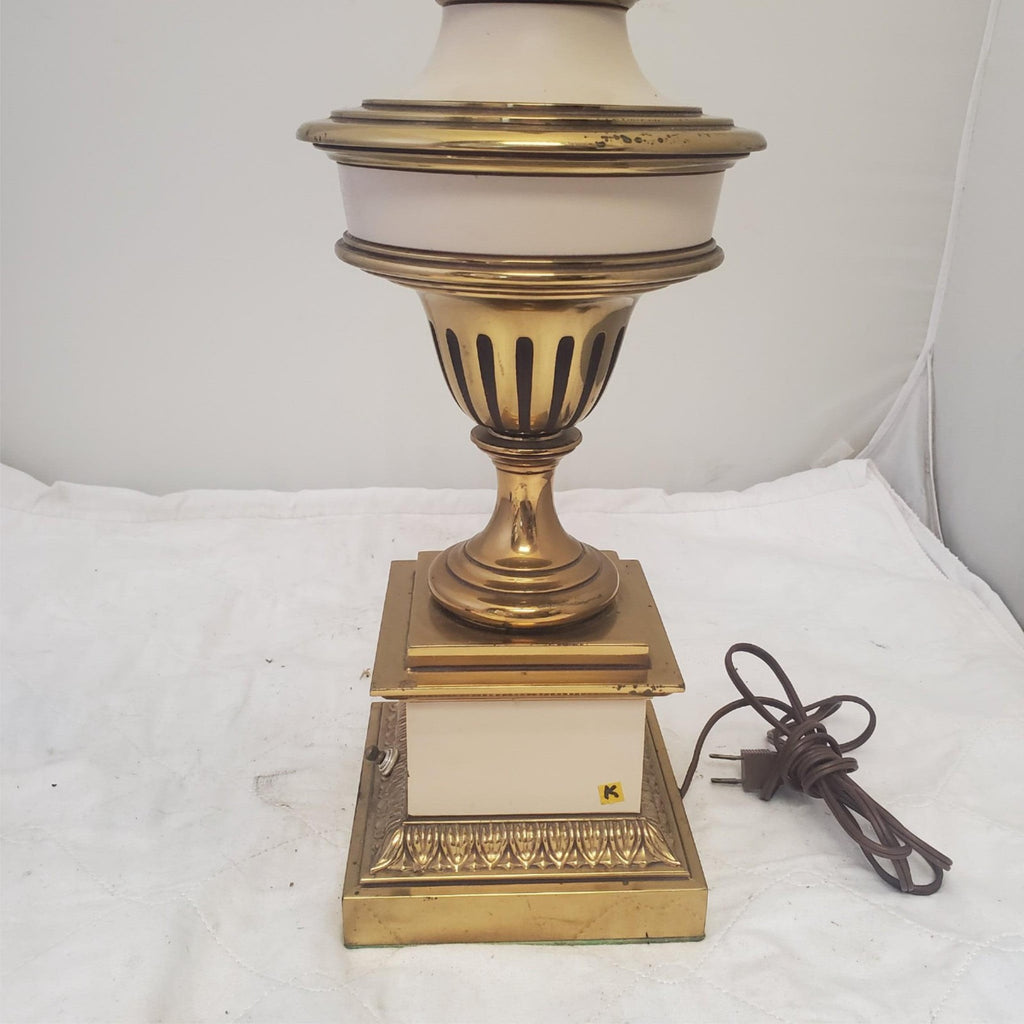 Vintage Stiffel Solid Brass Urn Trophy Ivory Enamel Lamp K