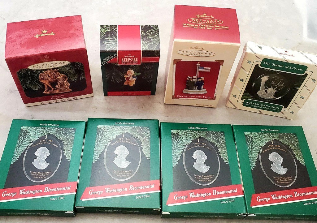 8 Hallmark Keepsake Defending the Flag Honest George, Prospector & More Ornament