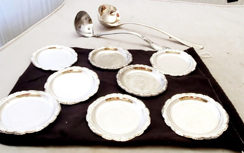 Vintage Eton Silver Plate Ladle Gravy Spoons and Plates