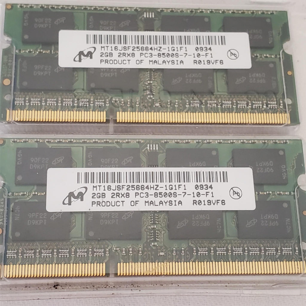 Lot of 2 MT16JSF25664HZ-1G1F1 Micron 2GB PC3-8500S-7-10-F1 Compatible Memory RAM
