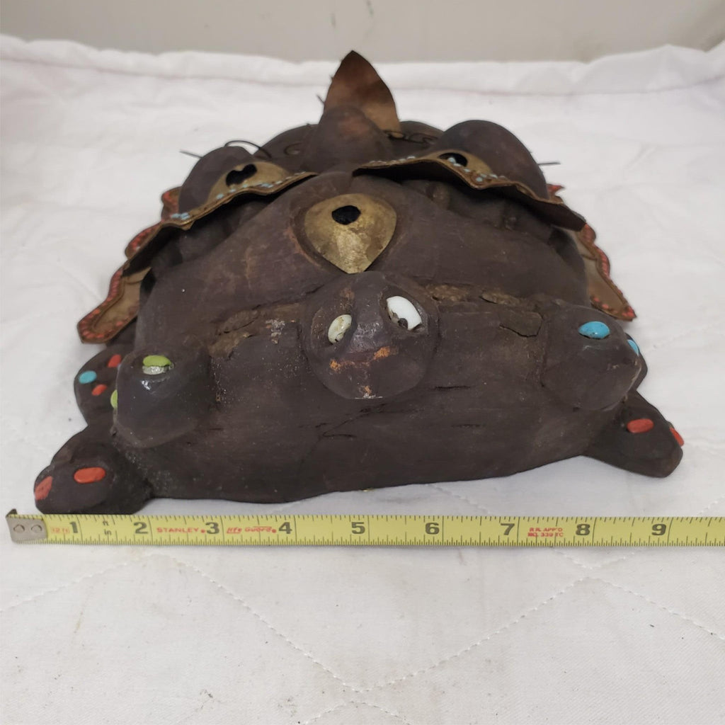 Tibetan Mahakala Mask Hand Carved Wood Protective Deity Wall Hanging