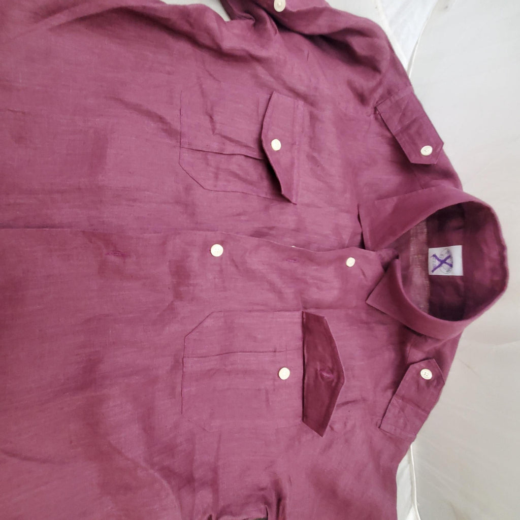 Brooks Brothers Men's Button Down Shirt Size Medium Burgundy Shoulder Epaulets