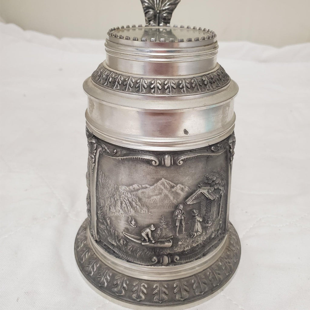 Vintage SKS PEWTER 95% Zinc Lidded Mini Beer Stein