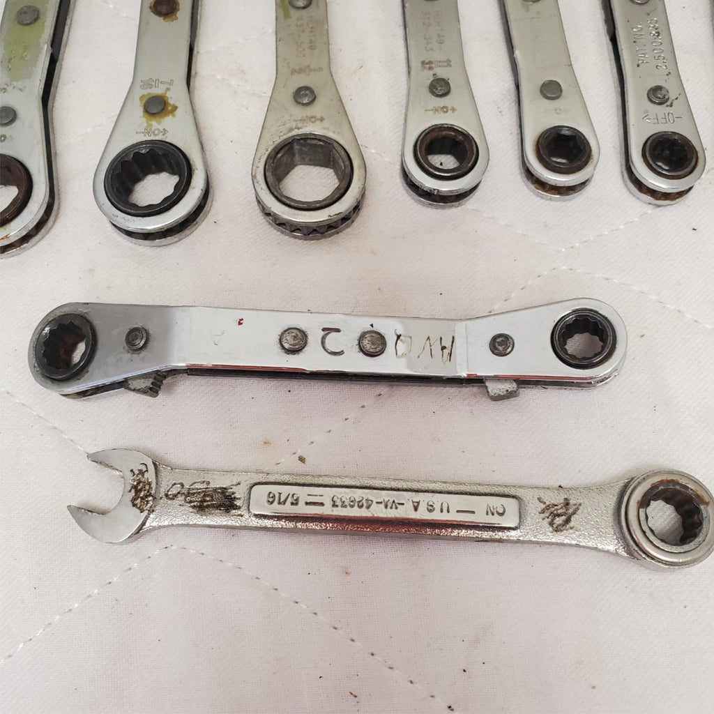Lot of 11 Assorted Ratcheting Box End Wrench Set LOT-789