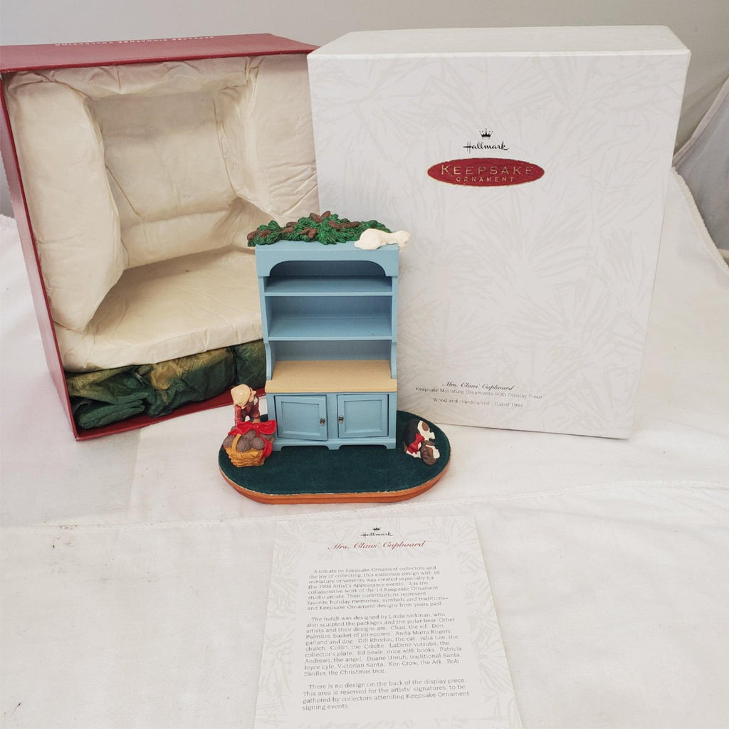 Hallmark Keepsake Ornaments Mrs. Calude Cupboard Mini Ornaments w/ Display Piece